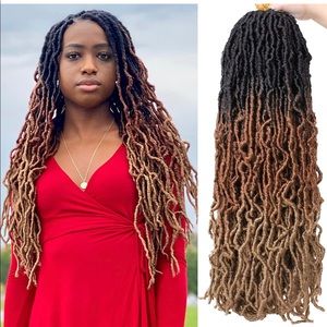 24 Inch New Faux Locs Hair Goddess Locs Crochet Braids 6 Packs 3 Tone Synthetic